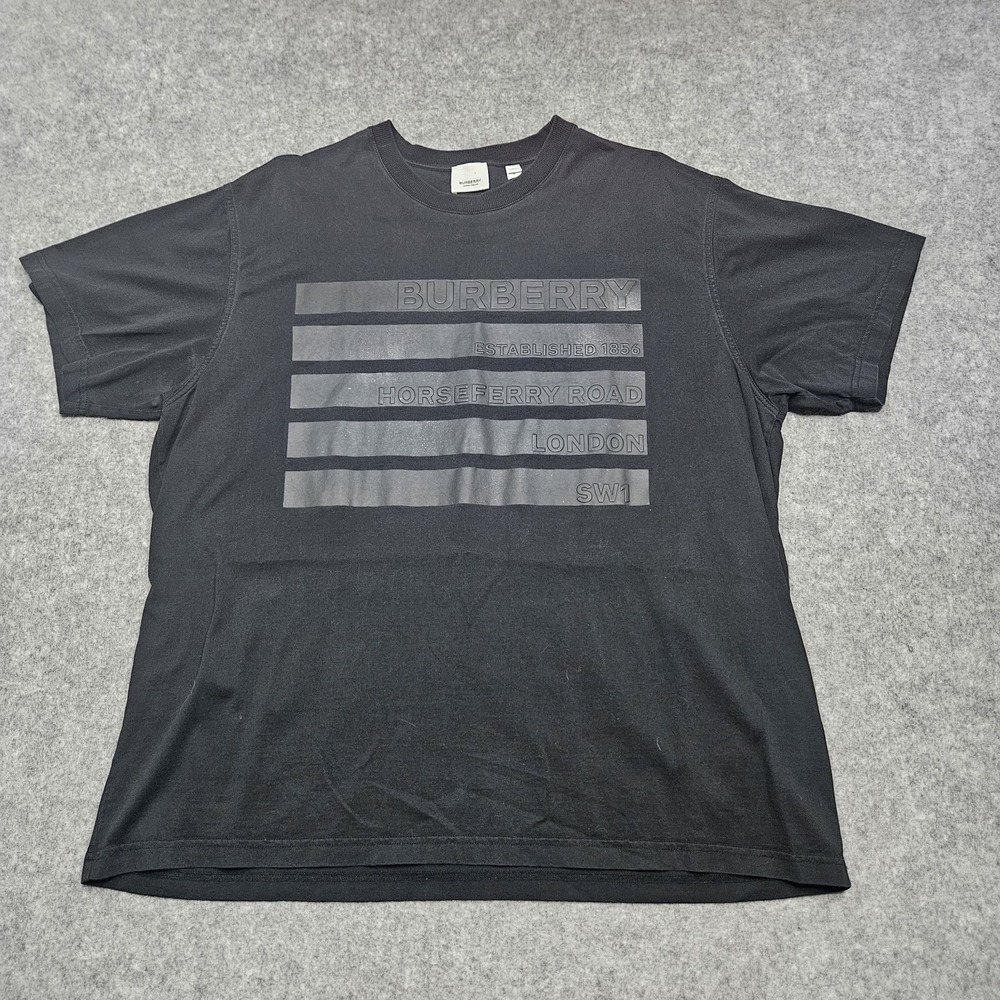 Burberry Men's Black Horseferry Road Logo T-Shirt Large 100% Cotton Portugal